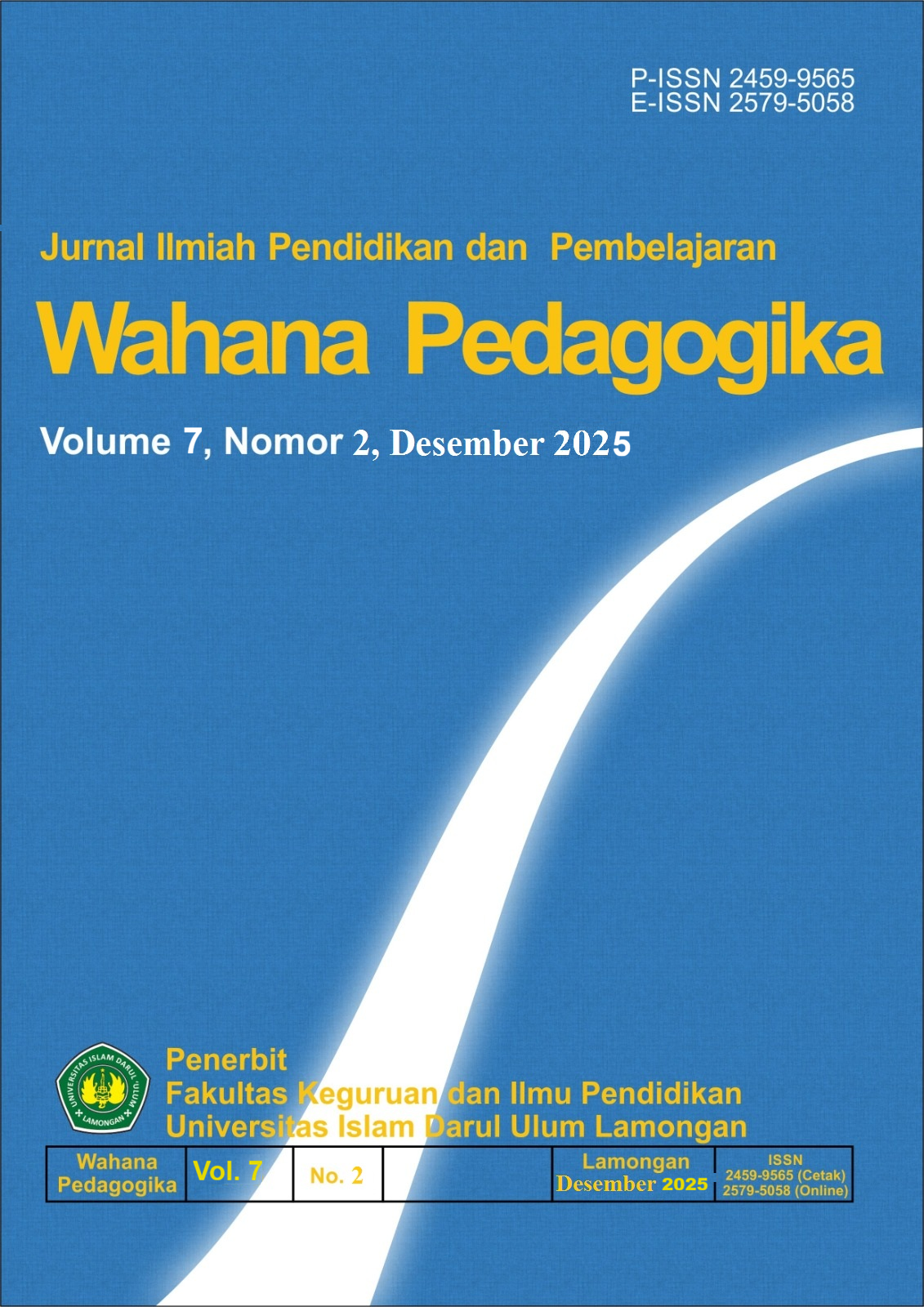 					View Vol. 7 No. 02 (2025): WAHANA PEDAGOGIKA: Jurnal Ilmiah Pendidikan dan Pembelajaran
				